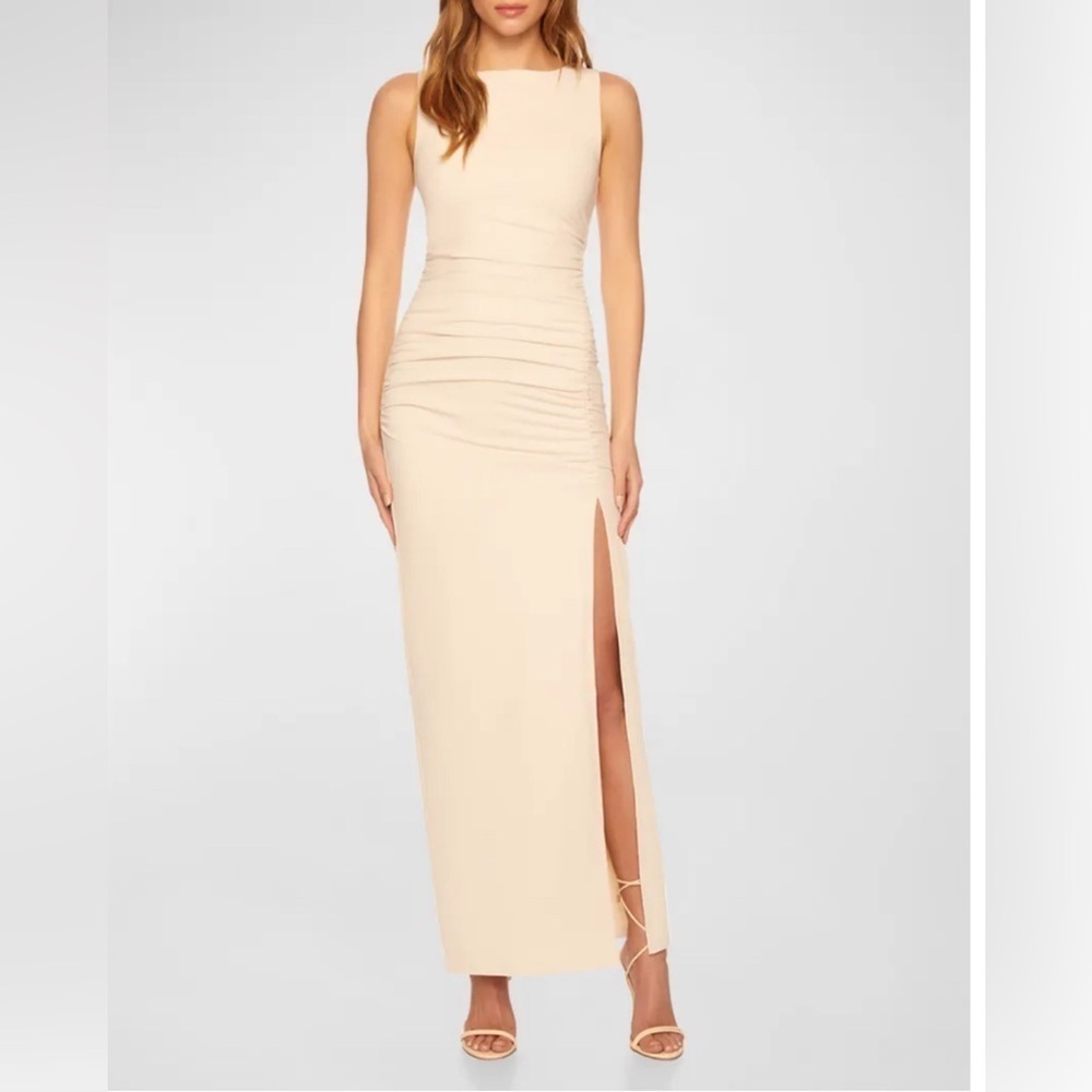 NWT Sleeveless Gathered Maxi
Slit Dress
